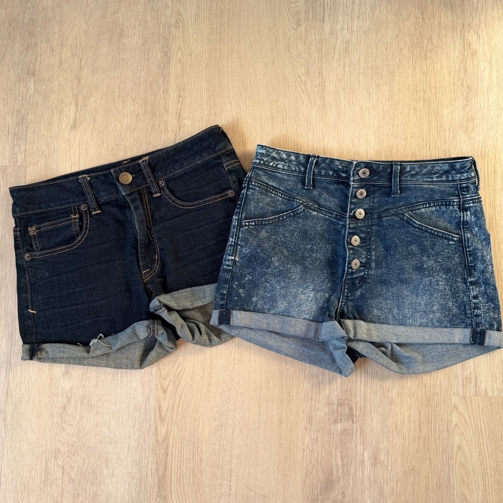 American Eagle Outfitters Black and Blue Jean Shorts